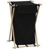 Household Essentials X-Frame Wood Laundry Sorter, Collapsible Wood Frame with Washable Poly-Cotton Bags, Naturally Stylish Large(Black)