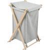 Household Essentials X-Frame Wood Laundry Sorter, Collapsible Wood Frame with Washable Poly-Cotton Bags, Naturally Stylish Large(Gray)