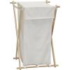 Household Essentials X-Frame Wood Laundry Sorter, Collapsible Wood Frame with Washable Poly-Cotton Bags, Naturally Stylish Large(White)