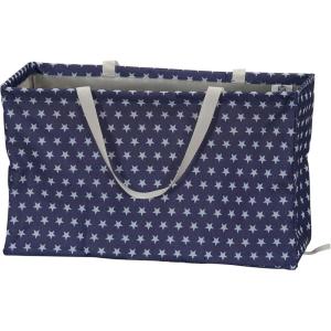 Household Essentials 2212-1 Krush Canvas Utility Tote | Reusable Grocery Shopping Bag | Laundry Carry Bag | Black(Blue Stars)