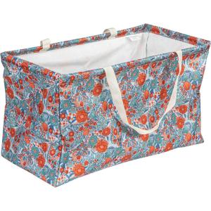 Household Essentials 2212-1 Krush Canvas Utility Tote | Reusable Grocery Shopping Bag | Laundry Carry Bag | Black(Flower)