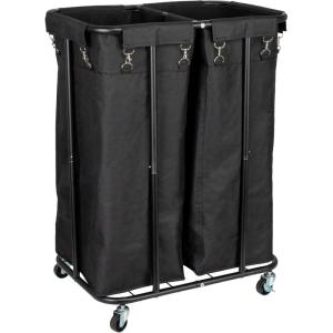 Household Essentials 2-Bag Rolling Laundry Sorter, Natural(Black/Black)