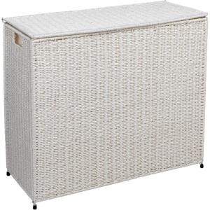 Household Essentials 3 Compartment Laundry Sorter, Wicker Laundry Sorter(White)
