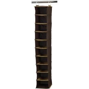 Household Essentials 311322 Hanging Shoe Storage Organizer for Closets |10 Pocket Shelves | Natural Canvas(Coffee)