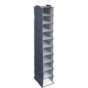 Household Essentials 311322 Hanging Shoe Storage Organizer for Closets |10 Pocket Shelves | Natural Canvas(Denim)