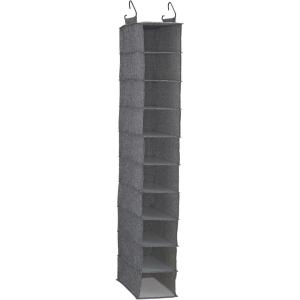 Household Essentials 311322 Hanging Shoe Storage Organizer for Closets |10 Pocket Shelves | Natural Canvas(Graphite)