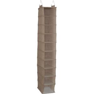 Household Essentials 311322 Hanging Shoe Storage Organizer for Closets |10 Pocket Shelves | Natural Canvas(Latte)