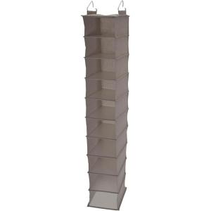Household Essentials 311322 Hanging Shoe Storage Organizer for Closets |10 Pocket Shelves | Natural Canvas(Silver)