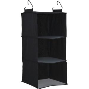 Household Essentials 311342 Hanging Closet Organizer | 3 Pocket Shelves | Natural Canvas(Black)