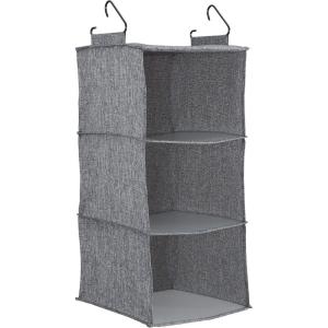 Household Essentials 311342 Hanging Closet Organizer | 3 Pocket Shelves | Natural Canvas(Graphite)