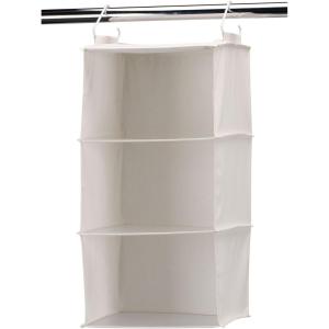 Household Essentials 311342 Hanging Closet Organizer | 3 Pocket Shelves | Natural Canvas(Natural)