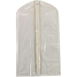Household Essentials 311393 Hanging Garment Bag | Suit and Jacket Protector | Natural Cotton Canvas with Clear Vinyl Cover, Off-White(Suit Protector)