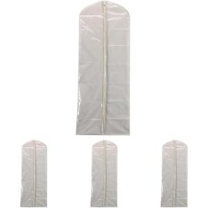 Household Essentials 311395 Hanging Garment Bag Dress Natural Cotton Canvas with Clear Vinyl Cover, Gown Protector,Off-White(Gown Protector (Pack of 4))
