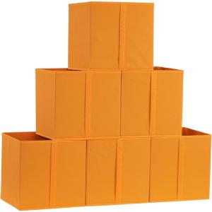 Household Essentials 332-1 Foldable Fabric Storage Bins | Set of 6 Cubby Cubes with Vertical Handles 6 Pack, Red(Orange)