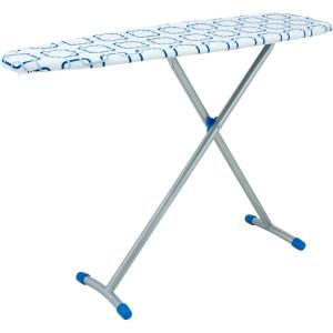 Household Essentials Arched T-Leg Ironing Board, Blue Geometric Pattern with Matching Feet