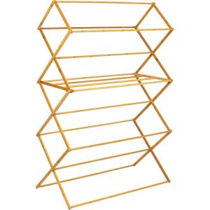 Household Essentials Bamboo Folding Clothes Drying Rack | Large Capacity, 14 Coated Metal Dowels, 28 Feet of Drying Space | Eco-Friendly, Collapsible Indoor Rack for Apartments, Homes & Dorms(Natural)
