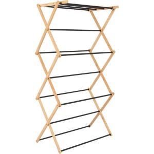 Household Essentials Bamboo V-Shaped Folding Clothes Drying Rack, Compact Upscale Laundry Rack with 8 Dowels(Drying Rack)