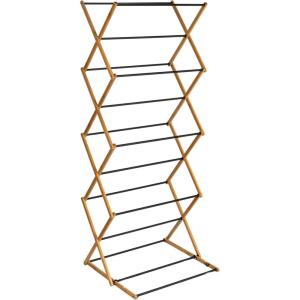 Household Essentials Bamboo V-Shaped Folding Clothes Drying Rack, Compact Upscale Laundry Rack with 8 Dowels(Drying Tower)