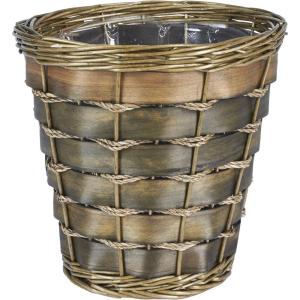 Household Essentials Black Small Willow Wicker Waste Basket(Green)