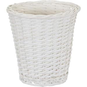 Household Essentials Black Small Willow Wicker Waste Basket(White)