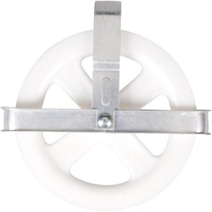 Household Essentials Clothesline Pulley, Durable PP Wheel with UV Protection, Zinc-Plated Metal Frame, Silver and White