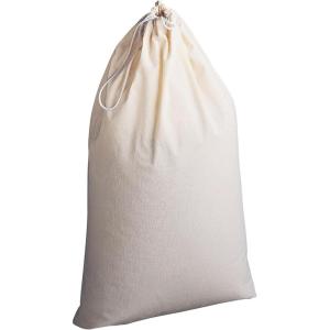 Household Essentials Cotton Laundry Bag, Large, 100% Cotton, Drawstring Top with Cord Lock, Machine Washable, 3 to 4 Load Capacity, Versatile and Compact, Breathable, Foldable, Natural(Beige)