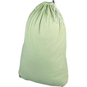 Household Essentials Cotton Laundry Bag, Large, 100% Cotton, Drawstring Top with Cord Lock, Machine Washable, 3 to 4 Load Capacity, Versatile and Compact, Breathable, Foldable, Natural(Green)