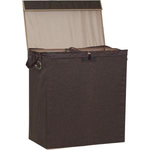 Household Essentials Double Laundry Hamper with Lid and Grommet Handles, Desert Sand Sorter(Brown)