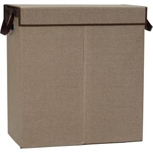 Household Essentials Double Laundry Hamper with Lid and Grommet Handles, Desert Sand Sorter(Sand)