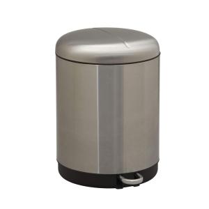 Household Essentials Dual Trash Can for Recycling and Trash, Half-Moon Liners (2 x 15-Liter), Stainless Steel Body and Strong ABS Plastic, Soft-Closure with Convenient Lid Lock, Easy to Clean, Silver(30L Step Bin – Charleston)