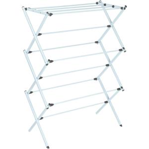 Household Essentials Folding Clothes Drying Rack with Strong Steel Frame and 11 Coated Dowels, White(White/Black)