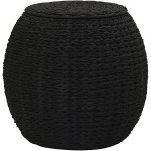 Household Essentials Handwoven Paper Rope Barrel Wicker Storage Basket Side Table, Brown(Black Paper Rope)
