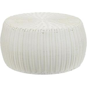 Household Essentials Handwoven Resin Storage Stool Ottoman, Black(White)