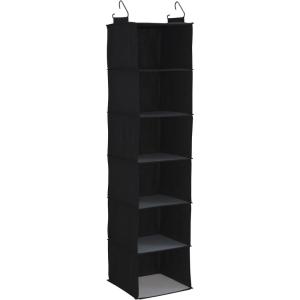 Household Essentials Hanging Cotton Blend Closet Organizer with 6 Storage Shelves, Denim(Black)