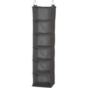 Household Essentials Hanging Cotton Blend Closet Organizer with 6 Storage Shelves, Denim(Grey Linen)