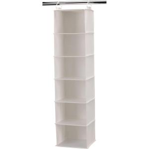 Household Essentials Hanging Cotton Blend Closet Organizer with 6 Storage Shelves, Denim(Light Natural)