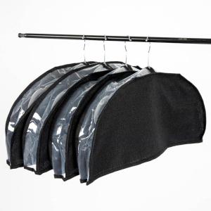 Household Essentials Hanging Garment Shoulder Dust Covers for Closet, Set of 4,Dark Grey(Black)