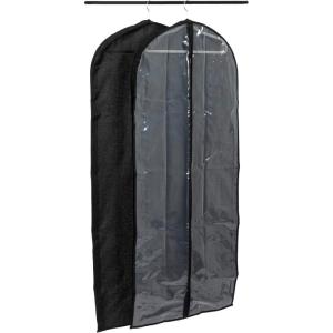 Household Essentials Hanging Zippered Garment Storage Bag with Clear Vision Front, Set of 2, Graphite Gray(Black)