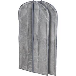 Household Essentials Hanging Zippered Garment Storage Bag with Clear Vision Front, Set of 2, Graphite Gray(Denim)