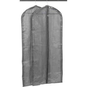 Household Essentials Hanging Zippered Garment Storage Bag with Clear Vision Front, Set of 2, Graphite Gray(Graphite)