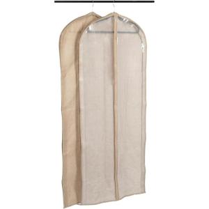 Household Essentials Hanging Zippered Garment Storage Bag with Clear Vision Front, Set of 2, Graphite Gray(Latte)