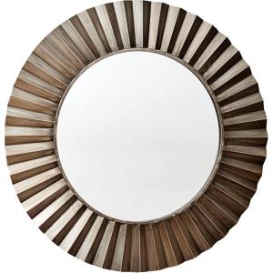 Household Essentials Household Essentials Wood Framed Sunburst Metal Mirror, Brown(Metal)
