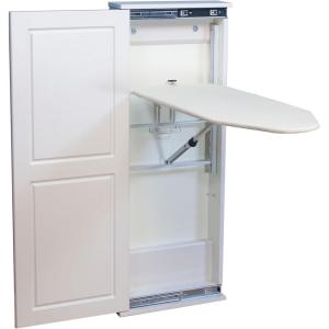 Household Essentials Iron ‘n Fold Wall Ironing Board Cabinet, Built-In Ironing Board, 7 Height Settings, Includes Pad with Cover, White(White)