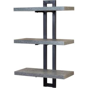 Household Essentials Jamestown 3 Tier Wall Shelf with Single-Hole Mount Rustic Slate Concrete and Grey Metal