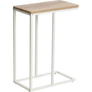 Household Essentials Jamestown C-Shaped for Accessibility Side End Table Rustic Texture Slate Concrete and Black Metal(Coastal Oak)