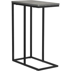 Household Essentials Jamestown C-Shaped for Accessibility Side End Table Rustic Texture Slate Concrete and Black Metal(Slate)