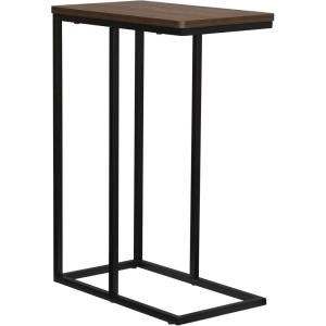 Household Essentials Jamestown C-Shaped for Accessibility Side End Table Rustic Texture Slate Concrete and Black Metal(Walnut)