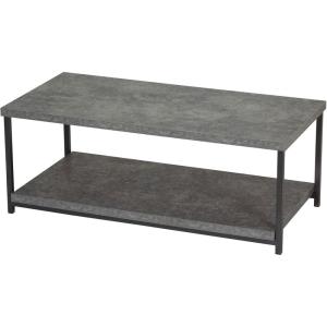 Household Essentials Jamestown Rectangular Coffee Table with Storage Shelf Coastal Oak Rustic Wood Grain and White Metal(Grey)
