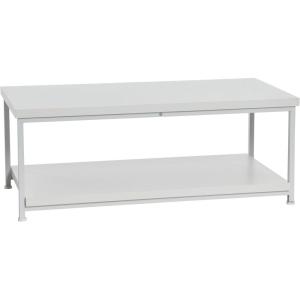 Household Essentials Jamestown Rectangular Coffee Table with Storage Shelf Coastal Oak Rustic Wood Grain and White Metal(White)