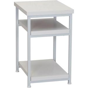 Household Essentials Jamestown Rectangular Side End Table with Storage Shelves Rustic Slate Concrete and Black Metal(Scandinavian White)